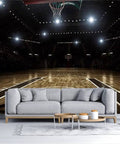 Dope Basketball Peel And Stick Wallpaper For Living Room And Bedroom Self Adhesive Removable Wall Mural Poster Sticker Background Decor 100 Inches By 144 Inches Cut Into Six Panels Durable PVC Material showing basketball court with sofa