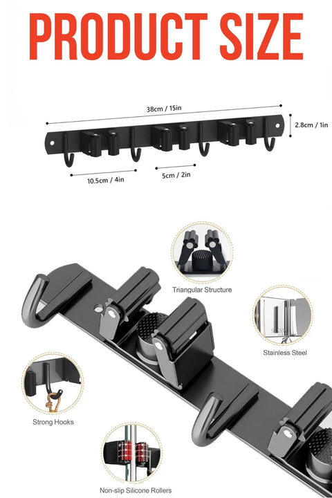 Mop And Broom Holder Wall Mount With Easy Install Upgraded Design Stainless Steel Broom Organizer For Closet Garage Laundry