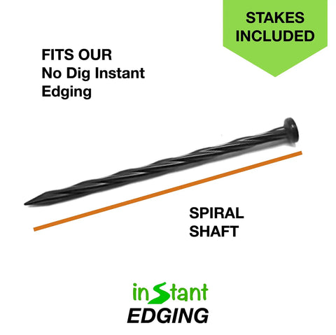 Spiral shaft edging stake for Brown 20 Foot No Dig Yard Edging Kit For Landscaping And Flower Beds 2 Inch High with 18 Edging Stakes Easy Install