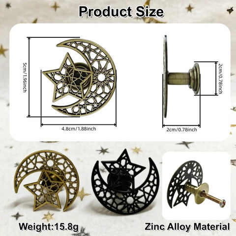 Top Shelf Hollow Moon And Star Cabinet Knobs Combined With Threaded Drawer Pulls For Instant Home Upgrade Plus Straight Up Slick Geometric Decor Hardware Set, zinc alloy, 5cm and 4.8cm sizes