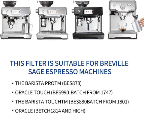Water Filter Replacement Pack For Breville Espresso Machines Claro Swiss Oracle Barista Touch And Bambino Series Four Pack Compatible With BES008WHT0NUC1 suitable for Barista Pro, Oracle Touch, and Barista Touch espresso machines.