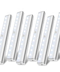 Under Cabinet Lights 10 LED Battery Powered Motion Sensor Closet Lights Stick Anywhere Magnetic Indoor Lighting for Stair Kitchen Wardrobe Hallway 6 Pack shown in white.