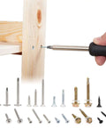 Using All Purpose Self Drilling And Self Tapping Screws Kit For Drywall Metal And Wood Zinc Plated Assortment on wood with screwdriver