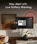 Sturdy Fireproof Dorm Room Safe Box With Wall Mount Kit And Digital Passcode Lock, low battery warning in room