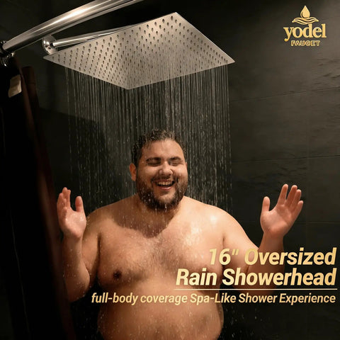 Oversized 16 Inch Rain Shower Head Brushed Nickel Finish Ultra Thin 304 Stainless Steel, full-body spa-like shower experience