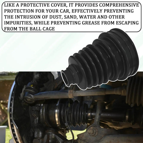 Universal CV Boot Repair Kit Silicone Waterproof Dustproof Axle CV Joint Boot Set With 4 Stainless Steel Clamps And 6 Cable Ties DIY Friendly Highly Flexible Boots For Shaft 19mm To 24mm installed on a vehicle axle.