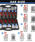 263 Piece Thread Repair Kit With HSS Drill Bits And Helicoil Inserts For Metric And SAE Threads showing SAE sizes