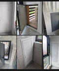 Various angles of Heavy Duty White Lockable Access Door For Crawl Space And Attic Projects Flush Mount Insulated Wall Panel.