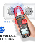 Digital Clamp Meter Multimeter For Electricians With 4000 Counts And NCV measuring AC voltage near socket