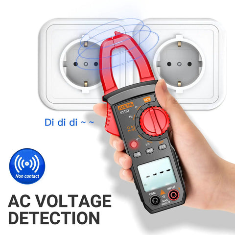 Digital Clamp Meter Multimeter For Electricians With 4000 Counts And NCV measuring AC voltage near socket