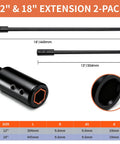 Heavy Duty Drill Bit Extension Set With Three Eighth Inch Hex Shank And Extra Long Forstner Bit Adapter 12 & 18 inch carbon steel.