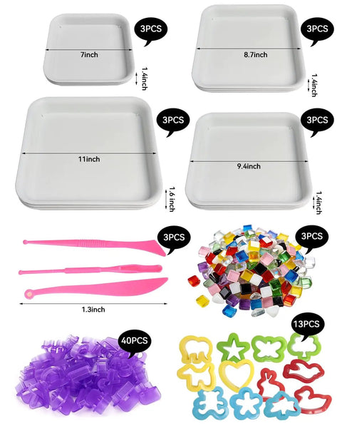 12 Piece Stepping Stone Molds Kit for Concrete Pavers Squares 4 Size Set for Garden Outdoor Pathways Mosaic Tiles DIY Craft Kit