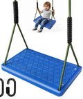 Durable Non Slip Swing Seat With Adjustable Rope For Tree Or Outdoor Backyard Play No Fuss Setup, Kid Safe, PTE Plastic, Blue