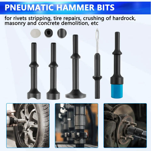27 Piece Air Hammer Kit With Pneumatic Hammers Up To 2500 BPM Pro Grade Heavy Duty Bead Breaker And Chisel Set, pneumatic bits