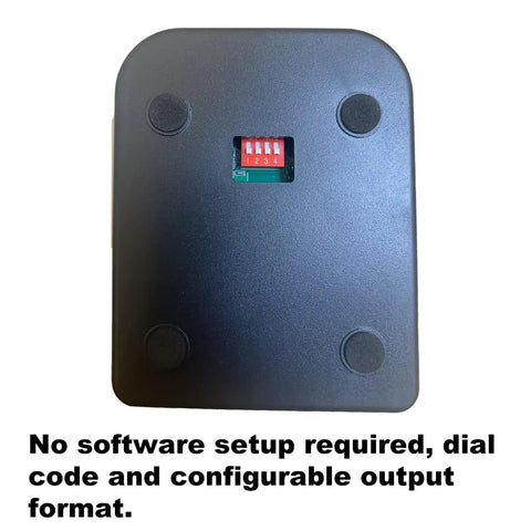 USB 125kHz RFID Card Reader With EM4100 Support Plug And Play Proximity Sensor showing underside with configurations.