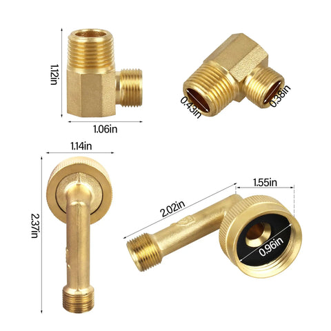 Premium Brass Dishwasher Swivel Elbow Hose Adapter Three Quarter Inch To Three Eighths Inch Connector For Portable Dishwashers Rustproof Water Supply Fittings Leak Free Performance Universal Compatibility, brass 90-degree fitting with dimensions