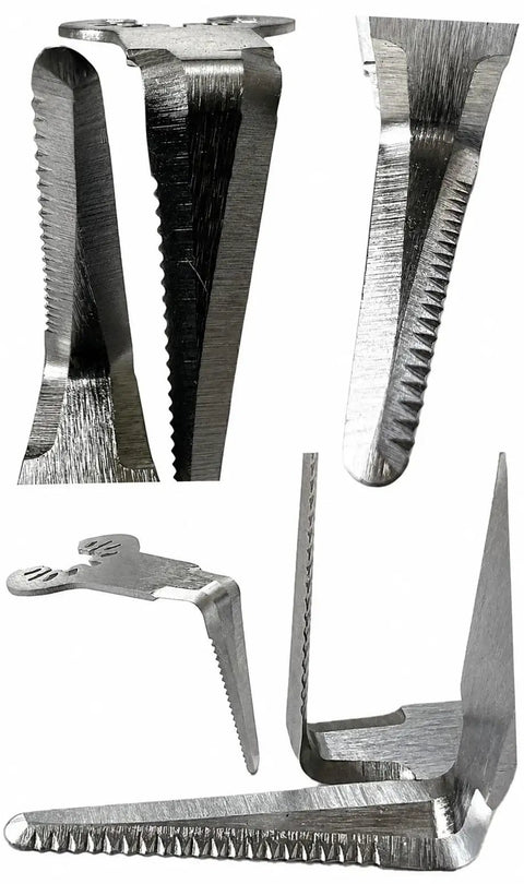 Precision 1.5 Inch Cold Knife Blade For Windshield Removal And Auto Glass Cutting With Serrated Edge Delivers Clean Cuts And Minimal Trim Damage A Dope Multi Tool Accessory For Safe Glass Extraction showing metal serrated edges up close