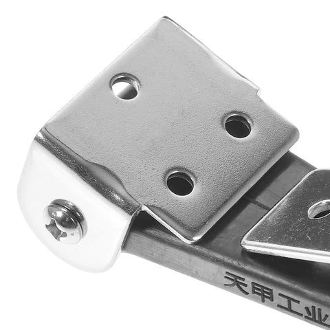Close-up of Stainless Steel Rubber Hood Catch 2 Pack With Flexible T Handle Hasp Latches And Brackets, showing screw holes.