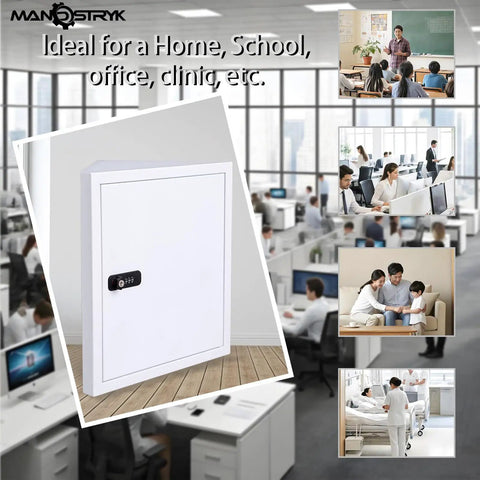 Wall Mount Medicine Cabinet With Code And Key Locks Locking Corner First Aid Cabinet Space Saving Corner Storage With Three Adjustable Shelves Anti Pry Steel Door For Bathroom Office School Home shown with lock detail