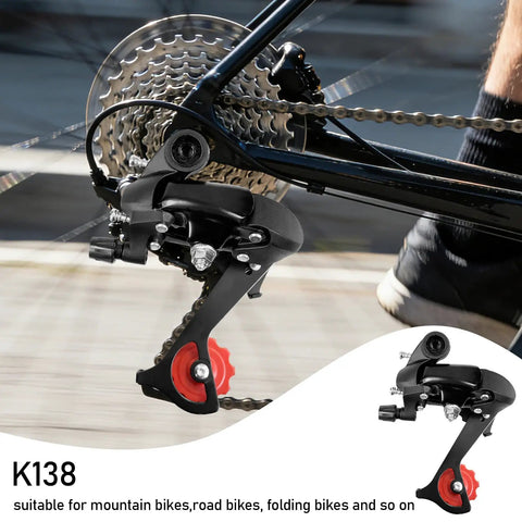 K138 6/7 Speed Rear Derailleur Direct Mount For Mountain Bike And Road Bike With 36T Capacity Replacement For TY21B, installed on bike