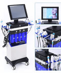 All In One Hydrogen Oxygen Facial Skin Care Machine With 10.4 Inch Touch Screen For Home And Office Use, 14 In One Multi Function Spa Device For Rejuvenation Hydration Pore Cleansing Anti Aging And Skin Brightening At Home Spa Quality, showing various functional handles and touchscreen interface.