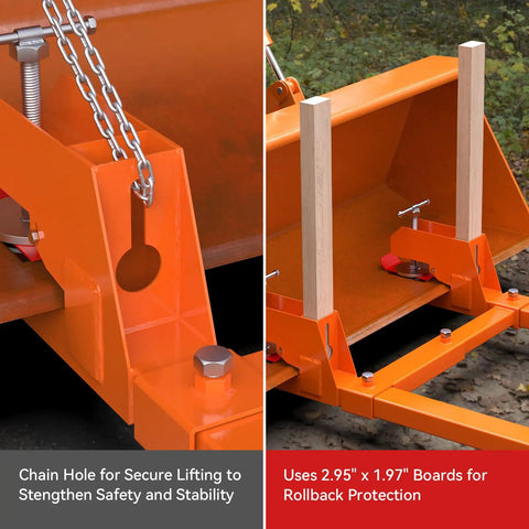 Beefed Up Clamp On Pallet Forks With Non Slip Pad And Tongue, 45 Inch, 2000 Lbs Capacity, Orange Quick Attach on Tractor Bucket