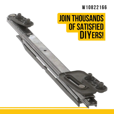 Lower Dishrack Track Assembly Right Side for Whirlpool KitchenAid Maytag Dishwashers, gray color, durable design