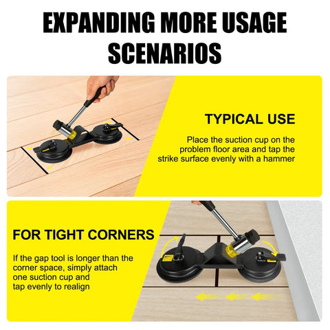 Heavy Duty Workhorse Floor Gap Fixer Tool With 45 Degree Striking Surface And Dual Enhanced Suction Cups For Pro Grade Plank Grabber Gaps In Laminate And Vinyl Flooring Iron Build For Durable Floor Gap Repair