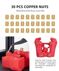 Vertical heat-set insert tool with 90W soldering iron and 30 brass M3 inserts for 3D printed parts