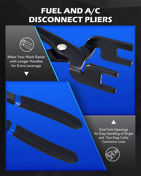 26 Piece Fuel Line Disconnect Tool Set Master Quick Disconnect Kit pliers with dual fork opening and textured handles