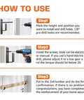 How to use Tough As Nails Door Barricade Brackets Heavy Duty 4 Pack Black Carbon Steel installation steps with tools.