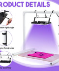 50W LED UV Screen Printing Exposure Light Kit with PVC Lamp Stand showcasing adjustable angle and easy assembly features