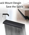 Close-up of 6 Pack Self Adhesive Drawer Pulls Black 5.9 Inch Back Mount Finger Edge Cabinet Handles installed on wood surfaces