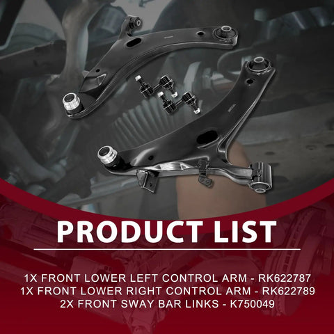 Heavy Duty Front Control Arms Kit 6 Piece Fits Subaru Forester 2009 To 2013 Includes Lower Control Arms And Stabilizer Links For Smooth Ride And Superior Steering Control At Every Turn. Two black steel front lower control arms and sway bar links