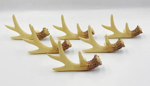 Antler Inspired Resin Cabinet Knobs Set Of 6 With Deer Horn Design displayed against a plain background