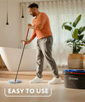 Person using RinseClean Spin Mop and Bucket System for Clean Water Mopping lets you clean with clean water from start to finish