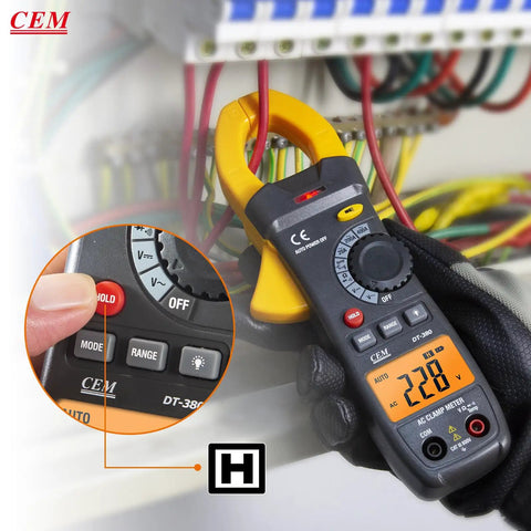 Must Have All In One Digital Clamp Meter With O Shaped Jaw Auto Range Voltage Tester Backlight And Flashlight For AC And DC Voltage Current Temperature Continuity Diode NCV DT 380, displaying 228 V