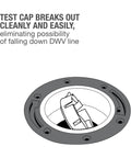 Test cap from Solid 3 Or 4 In Fast Set White PvC Closet Flange With Heavy Duty Stainless Steel Ring for easy removal.