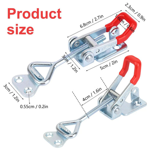 13 Pack Toggle Latch Clamp With Lock Hole, Heavy Duty 4002 Toggle Latches showing product size dimensions and details