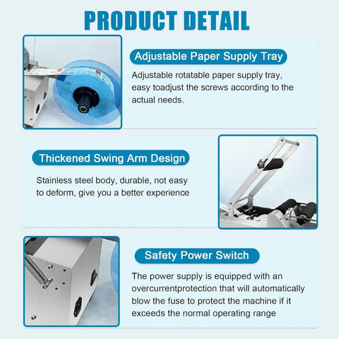 No Sweat Semi Automatic Round Bottle Labeler High Speed Applicator for Cylindrical Containers Adjustable paper supply tray and swing arm design.