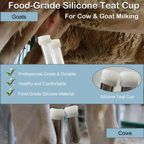 Silicone teat cup for 14L Portable Electric Milking Machine For Cows And Goats Rechargeable Vacuum Pump, used on goat udder