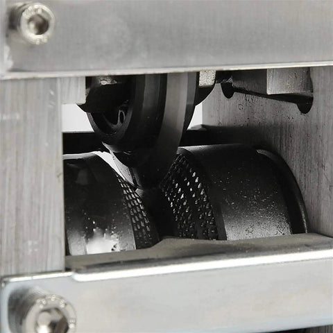 Badass Replacement Blade For Copper Wire Stripping Machine Featuring Built In Bearing Hella Tough High Carbon Steel close-up view of bearing mechanism.