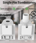 Twelve Pair Single Pin FA8 Tombstone Non Shunted T8 T10 T12 Led Socket Lampholder Base, showing standard socket details and specifications.
