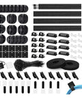 Ultimate 173 Piece Cable Management Kit With Heavy Duty Adhesive Wall Clips And Secure Cord Ties, various cable clips and ties.