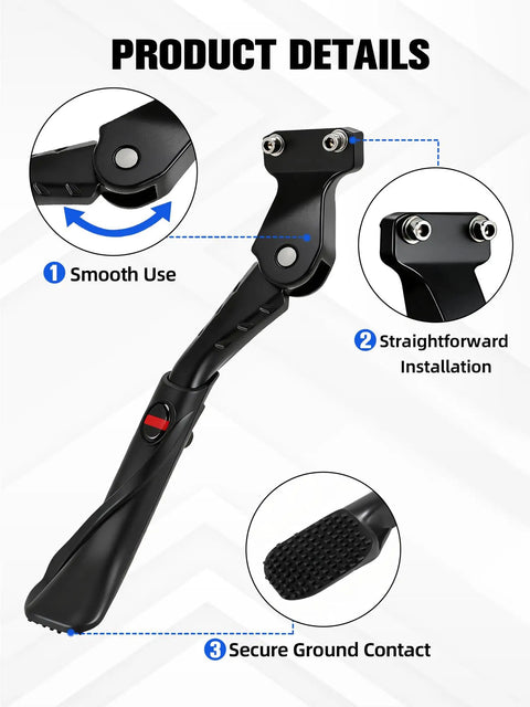 Ebike Kickstand CNC Machined Aluminum Mount For Ridstar Q20 Q20 Pro Lite Super 73 S2 RX Non Slip Side Stand with secure installation.