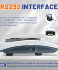 Side view of Heavy Duty Counting Scale For Small Parts 30kg 66lb Capacity, 1g Precision with RS232 printer interface.