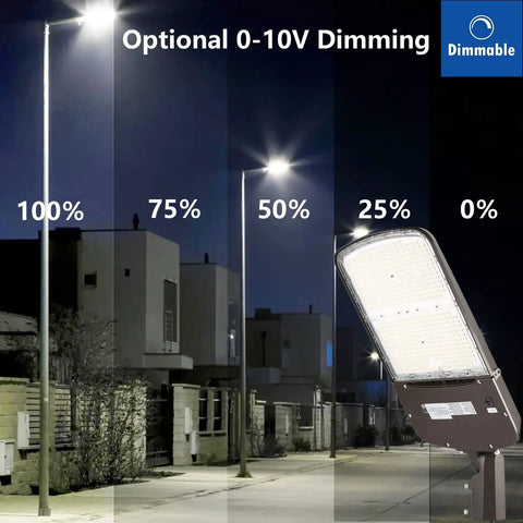 300W Outdoor LED Parking Lot Light With Slip Fitter Mount, Dimmable 0-10V, 5000K Cool White, 45000LM Crazy Bright at night