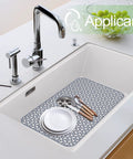 Heat Resistant Silicone Sink Protector Mat With No Slip Grid Design For Kitchen Sinks, Rear Drain Access, Durable Silicone Mat in sink