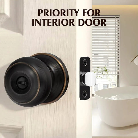 Square Spindle Door Latch Replacement With Adjustable Backset Quick Swap No Sweat Install For Bedroom And Bathroom Door Knob Assembly Rock Solid Stainless Steel Matte Black on a white interior door.