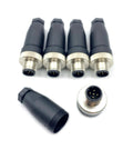 M12 5 Pin B Code Male Circular Connector IP67 Waterproof For Industrial Sensors shown with brass gold plated contacts.